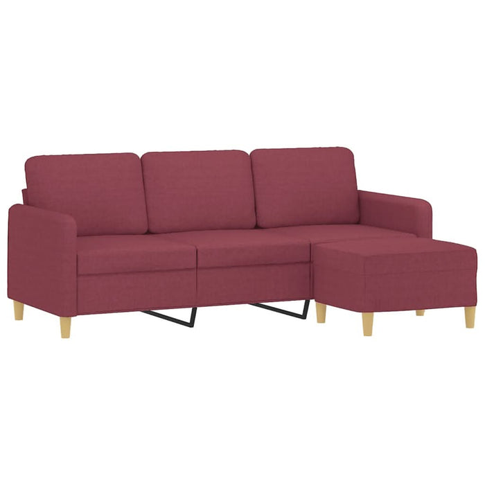 Canapea cu 3 locuri și taburet, roșu vin, 180 cm, textil - WALTI WALTI