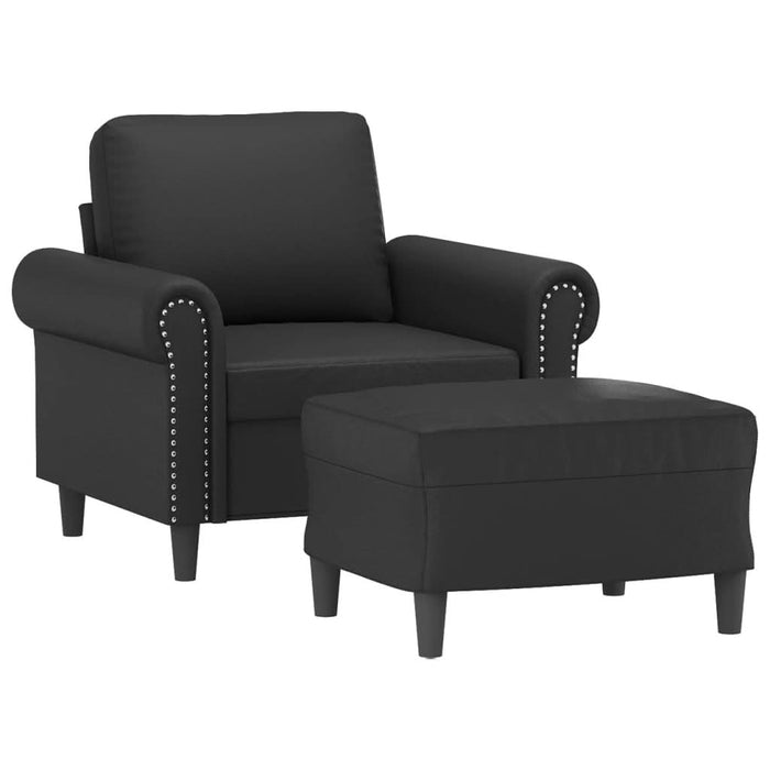 Fotoliu canapea cu taburet, negru, 60 cm, piele ecologică - WALTI WALTI