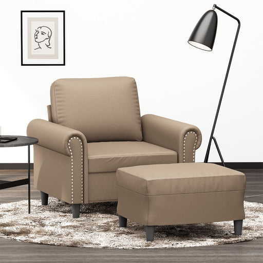 Fotoliu canapea cu taburet, cappuccino, 60 cm, piele ecologică - WALTI WALTI