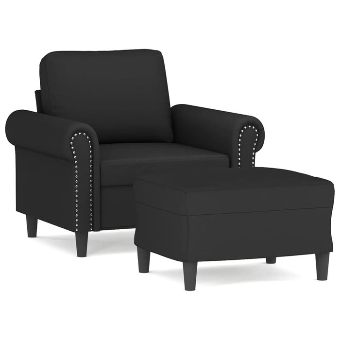 Fotoliu canapea cu taburet, negru, 60 cm, catifea - WALTI WALTI