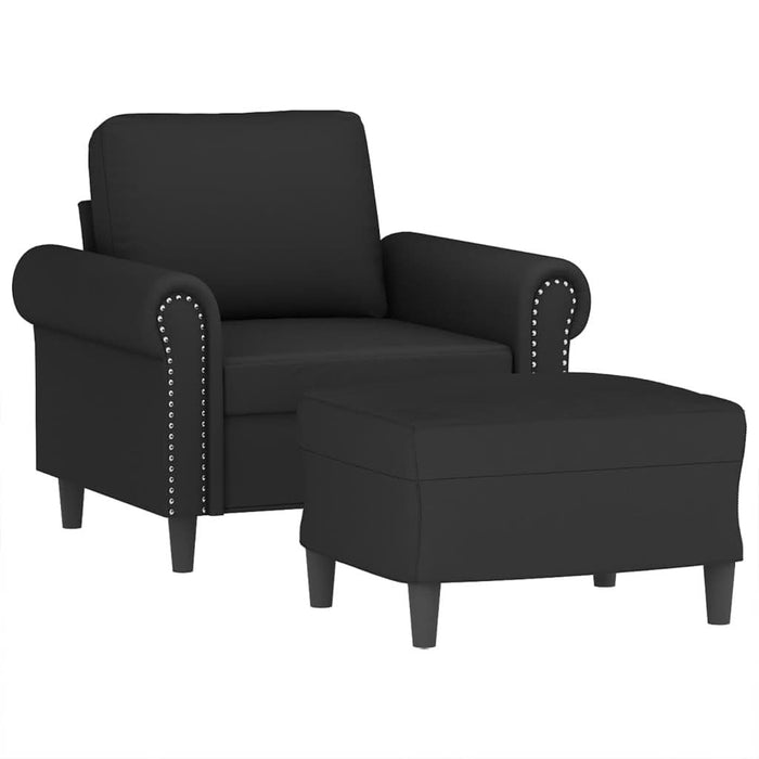 Fotoliu canapea cu taburet, negru, 60 cm, catifea - WALTI WALTI