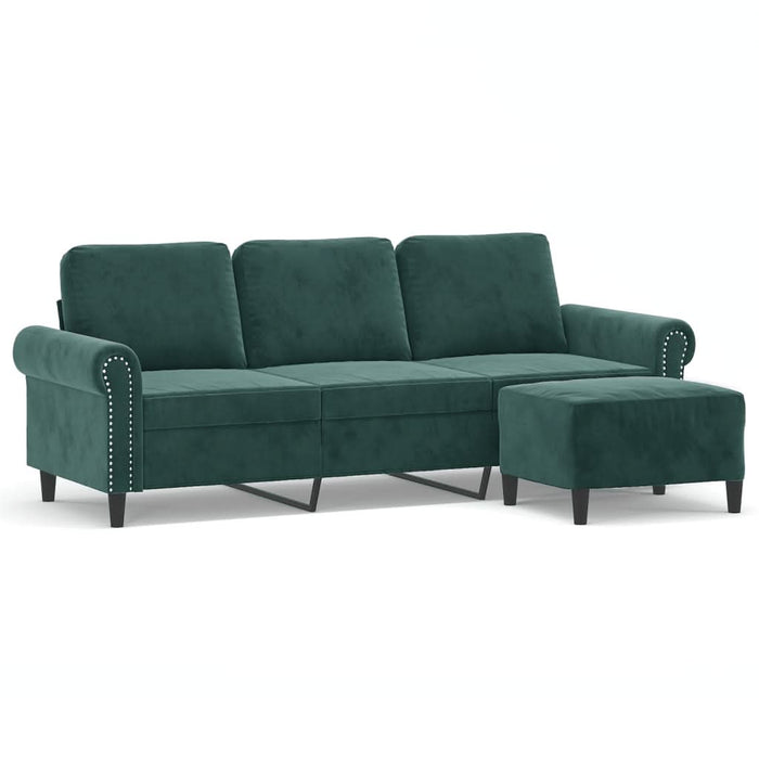Canapea cu 3 locuri și taburet, verde închis, 180 cm, catifea - WALTI WALTI