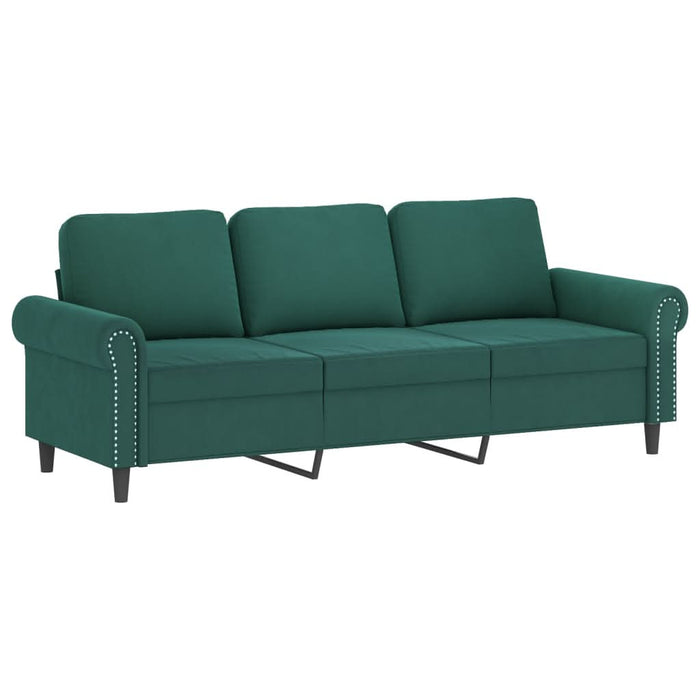 Canapea cu 3 locuri și taburet, verde închis, 180 cm, catifea - WALTI WALTI