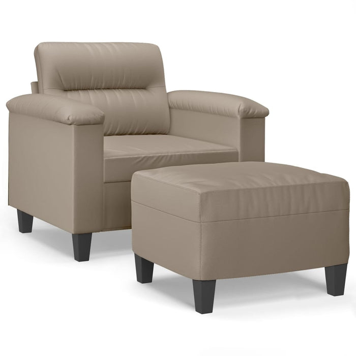 Fotoliu canapea cu taburet, gri taupe, 60 cm, microfibră - WALTI WALTI