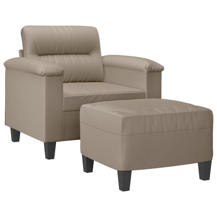 Fotoliu canapea cu taburet, gri taupe, 60 cm, microfibră - WALTI WALTI