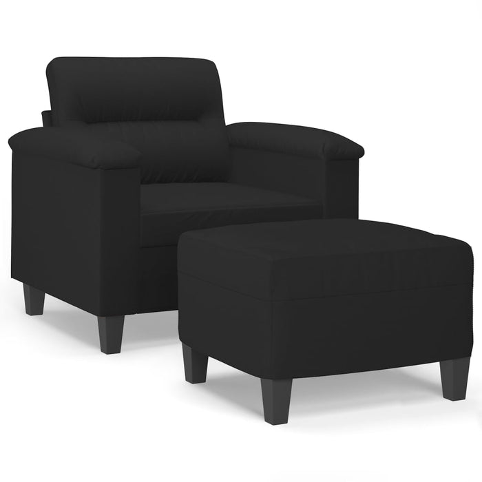 Fotoliu canapea cu taburet, negru, 60 cm, microfibră - WALTI WALTI