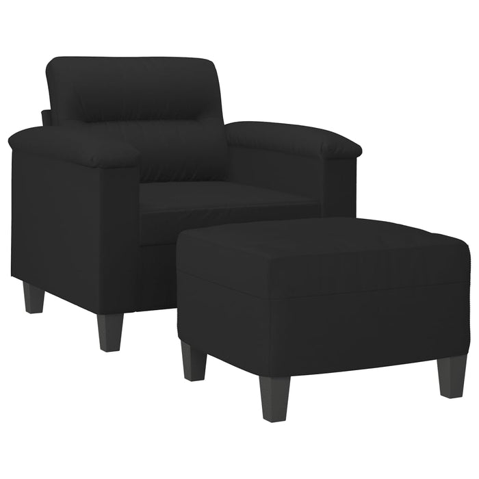 Fotoliu canapea cu taburet, negru, 60 cm, microfibră - WALTI WALTI