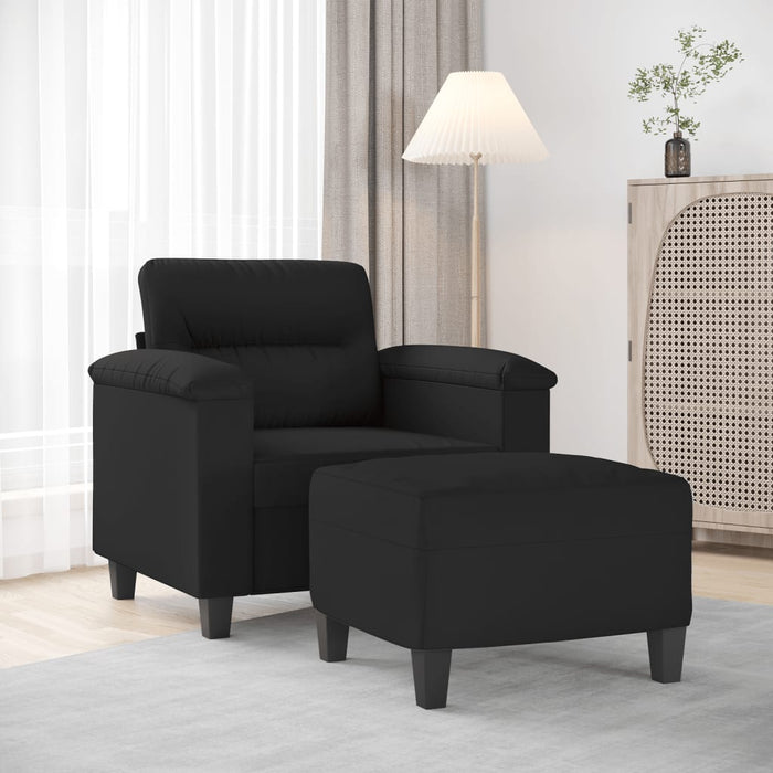 Fotoliu canapea cu taburet, negru, 60 cm, microfibră - WALTI WALTI