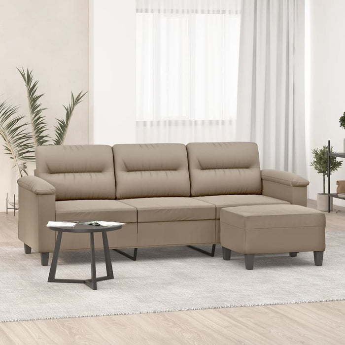 Canapea cu 3 locuri și taburet, gri taupe, 180 cm, microfibră - WALTI WALTI
