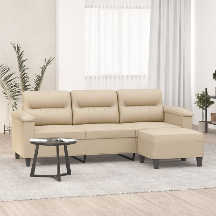 Canapea cu 3 locuri și taburet, crem, 180 cm, microfibră - WALTI WALTI