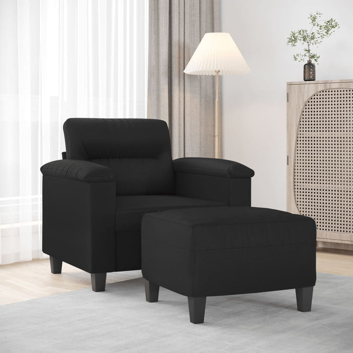 Fotoliu canapea cu taburet, negru, 60 cm, piele ecologică - WALTI WALTI
