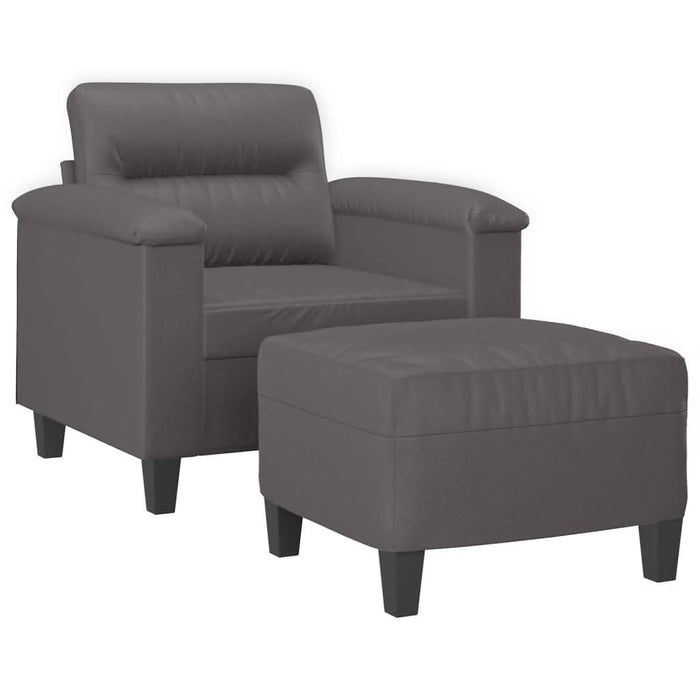 Fotoliu canapea cu taburet, gri, 60 cm, piele ecologică - WALTI WALTI