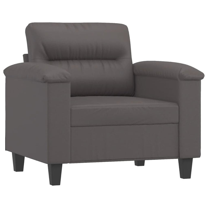 Fotoliu canapea cu taburet, gri, 60 cm, piele ecologică - WALTI WALTI