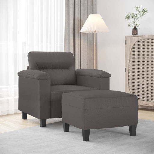 Fotoliu canapea cu taburet, gri, 60 cm, piele ecologică - WALTI WALTI