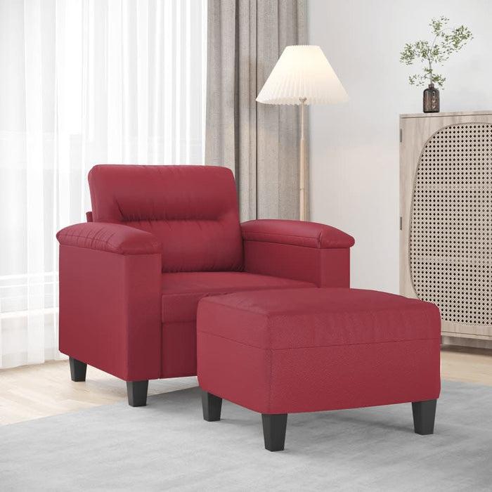 Fotoliu canapea cu taburet, roșu vin, 60 cm, piele ecologică - WALTI WALTI
