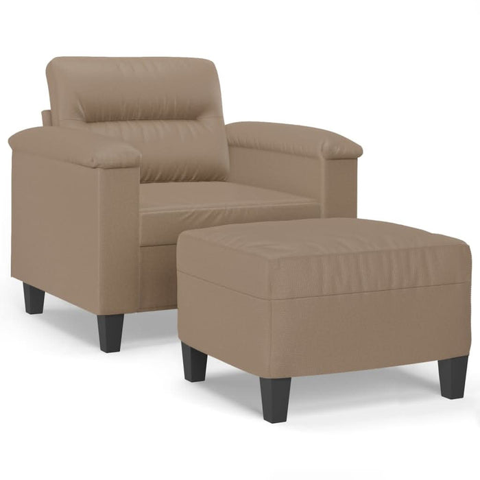 Fotoliu canapea cu taburet, cappuccino, 60 cm, piele ecologică - WALTI WALTI