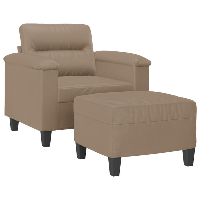 Fotoliu canapea cu taburet, cappuccino, 60 cm, piele ecologică - WALTI WALTI