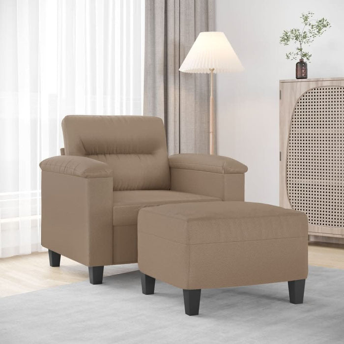 Fotoliu canapea cu taburet, cappuccino, 60 cm, piele ecologică - WALTI WALTI