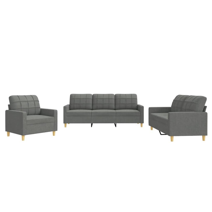 Set de canapele cu perne, 3 piese, gri închis, textil - WALTI WALTI