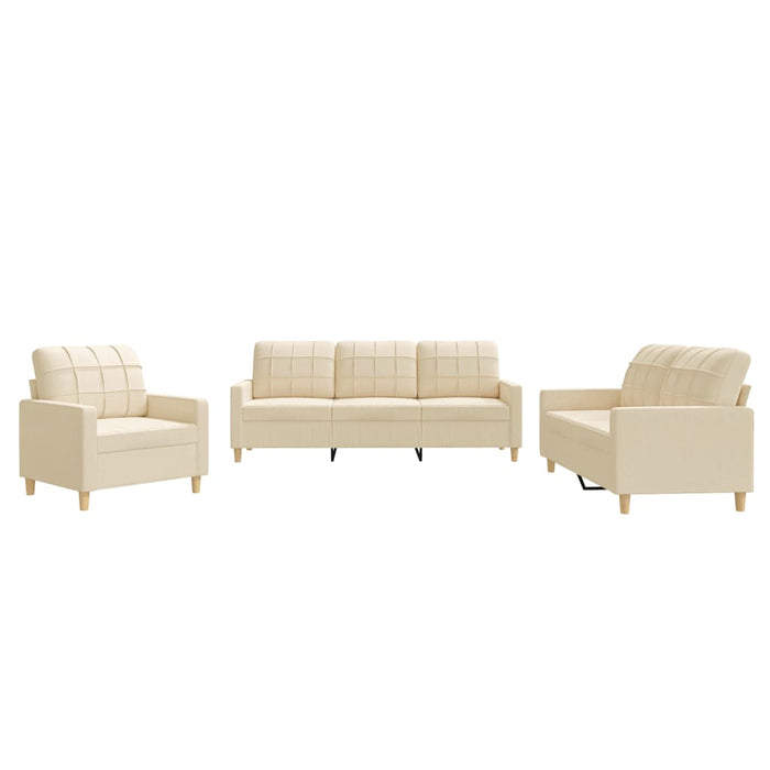 Set de canapele cu perne, 3 piese, crem, textil - WALTI WALTI