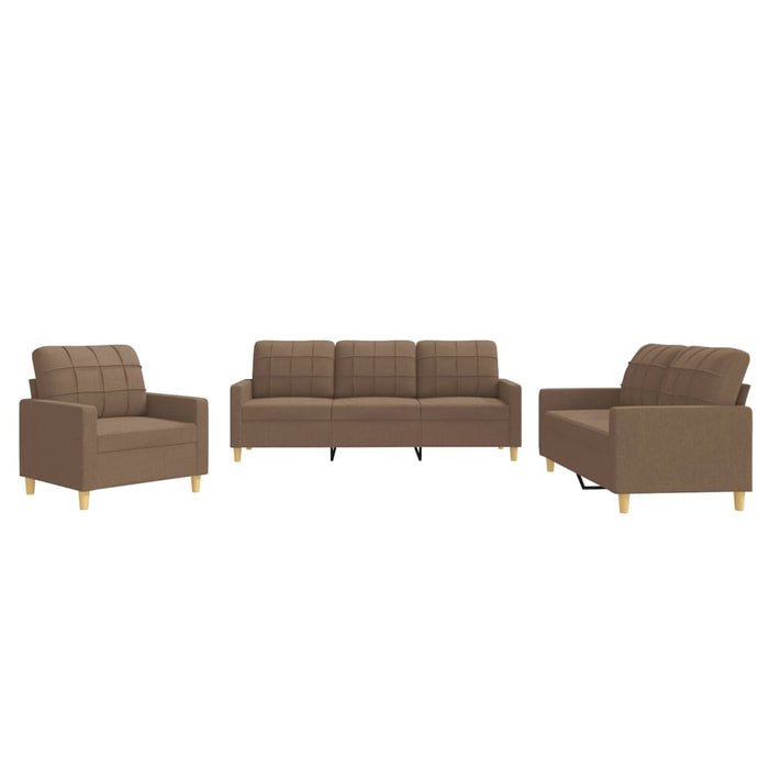 Set de canapele cu perne, 3 piese, maro, textil - WALTI WALTI