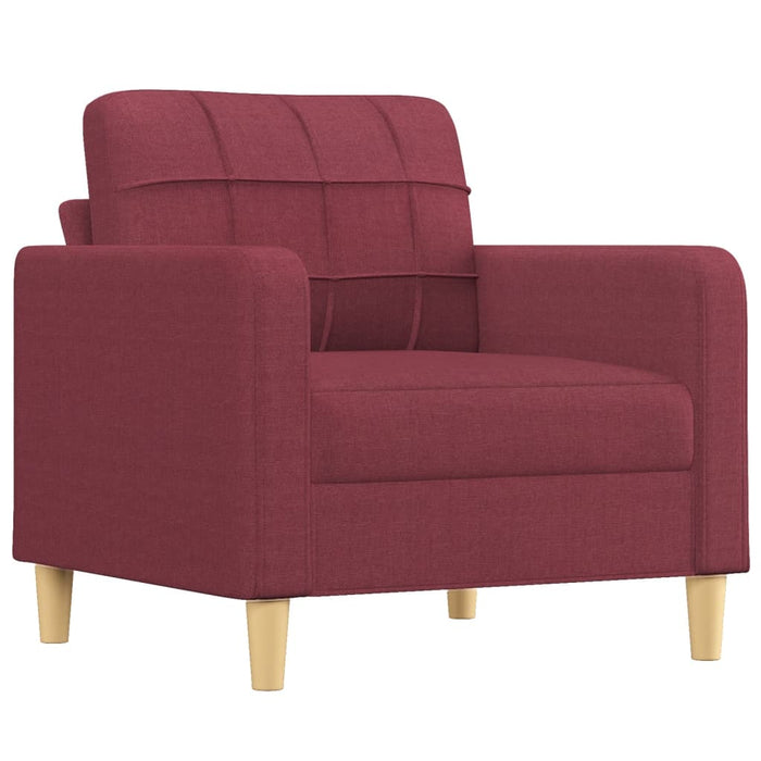Set canapea cu perne, 3 piese, roșu vin, material textil WALTI