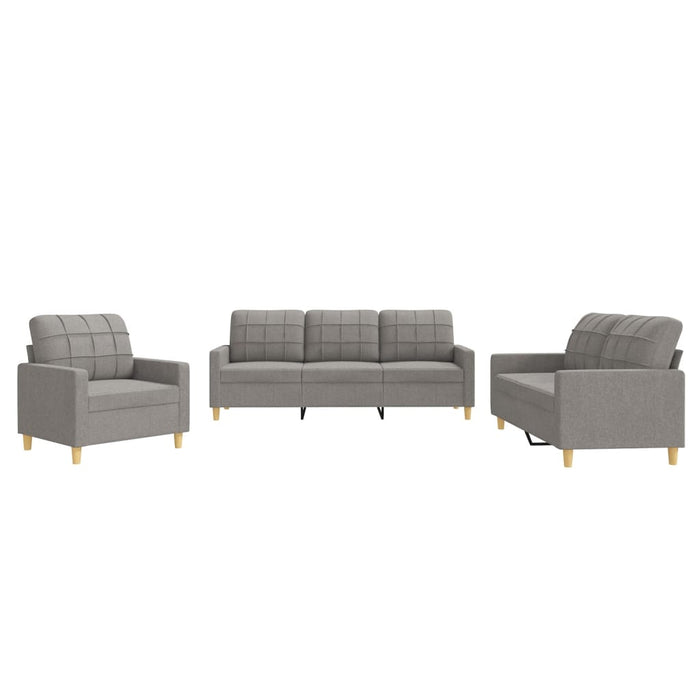 Set de canapea cu perne, 3 piese, gri taupe, material textil - WALTI WALTI