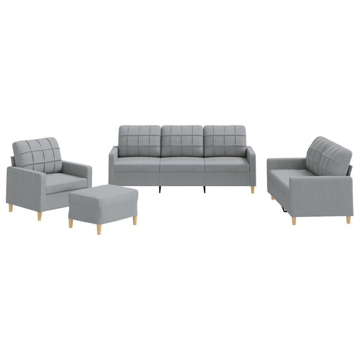 Set de canapele cu perne, 4 piese, gri deschis, textil - WALTI WALTI