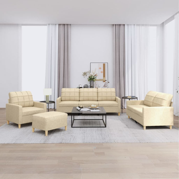 Set de canapele cu perne, 4 piese, crem, textil - WALTI WALTI