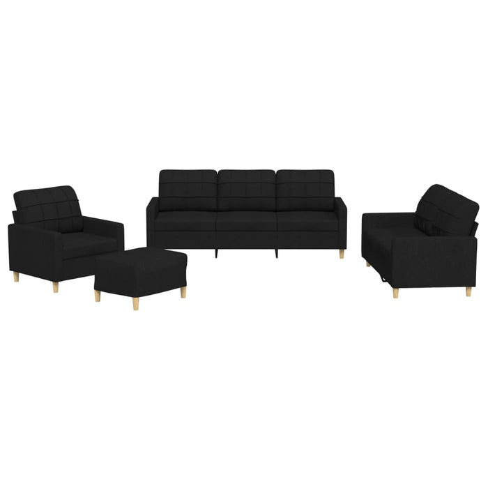 Set de canapele cu perne, 4 piese, negru, textil - WALTI WALTI
