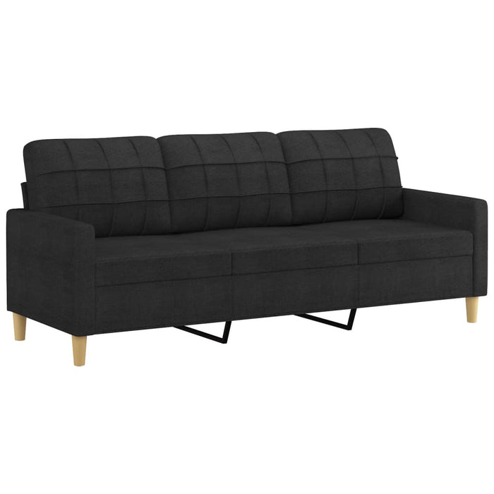 Set de canapele cu perne, 3 piese, negru, textil - WALTI WALTI