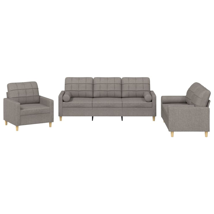Set de canapele cu perne, 3 piese, gri taupe, textil - WALTI WALTI