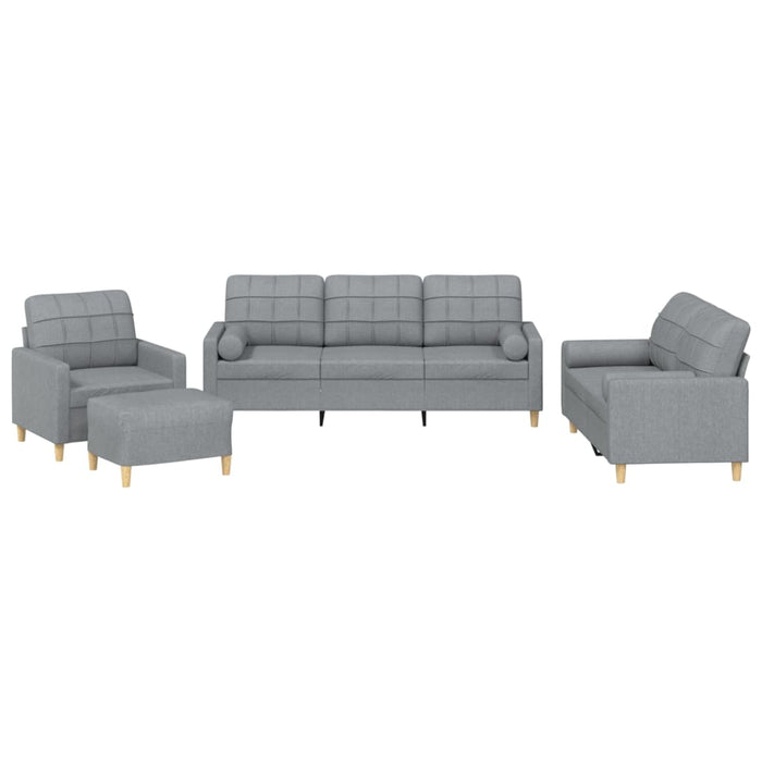 Set de canapele cu perne, 4 piese, gri deschis, material textil - WALTI WALTI