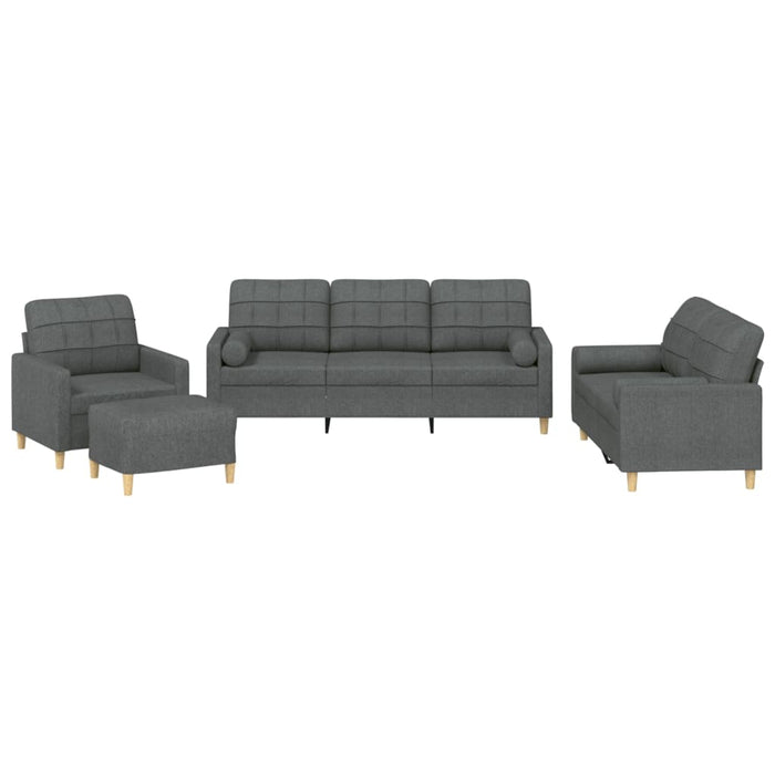 Set de canapele cu perne, 4 piese, gri închis, material textil - WALTI WALTI