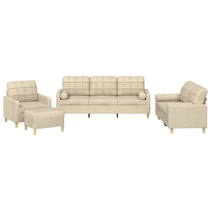Set de canapele cu perne, 4 piese, crem, microfibră - WALTI WALTI