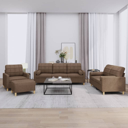 Set de canapele cu perne, 4 piese, maro, textil - WALTI WALTI