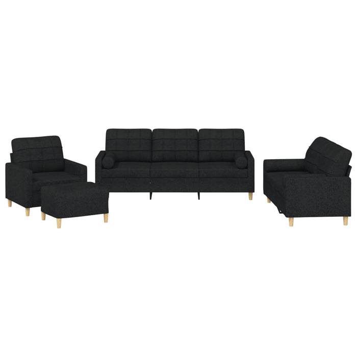 Set de canapele cu perne, 4 piese, negru, material textil - WALTI WALTI