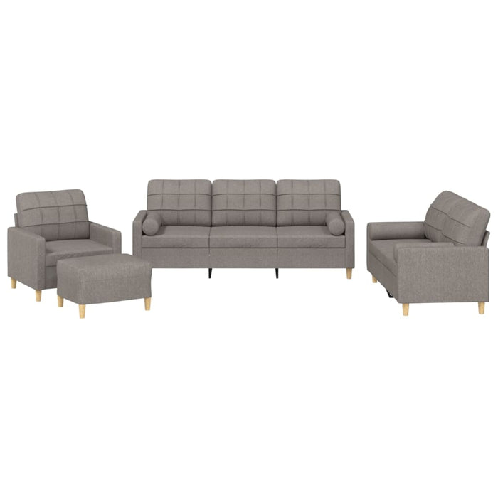 Set de canapele cu perne, 4 piese, gri taupe, textil - WALTI WALTI