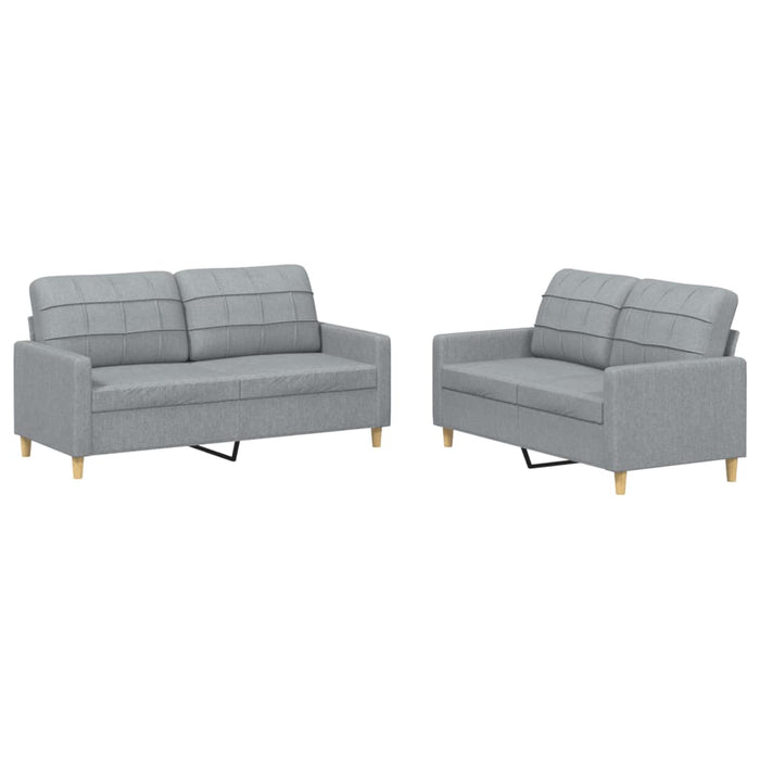 Set de canapele cu perne, 2 piese, gri deschis, textil - WALTI WALTI