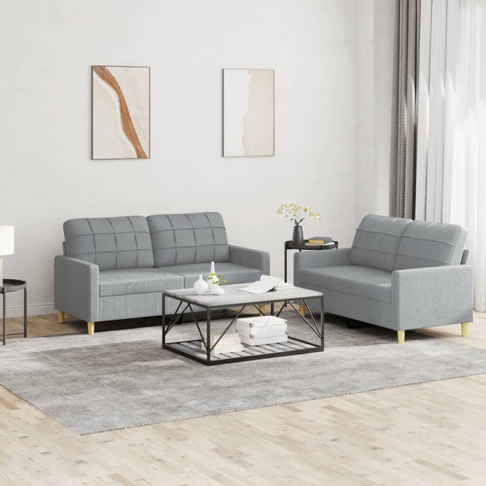 Set de canapele cu perne, 2 piese, gri deschis, textil - WALTI WALTI