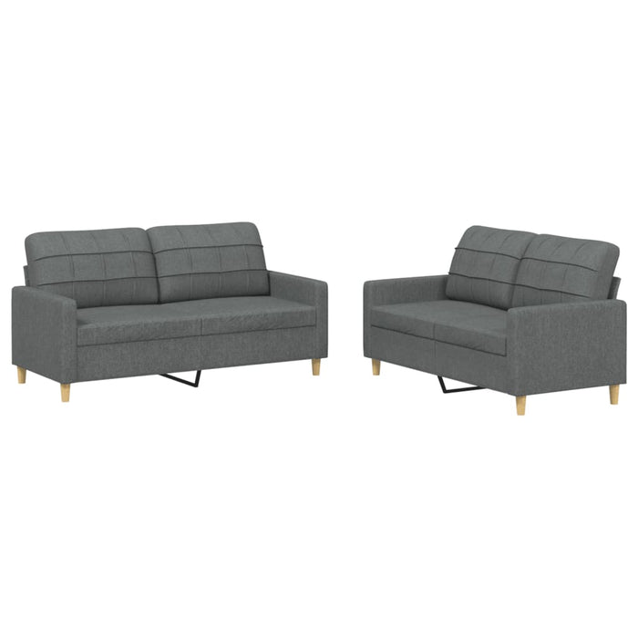 Set de canapele cu perne, 2 piese, gri închis, textil - WALTI WALTI