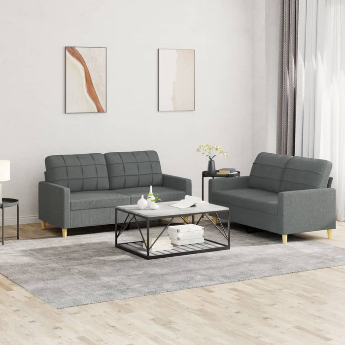 Set de canapele cu perne, 2 piese, gri închis, textil - WALTI WALTI