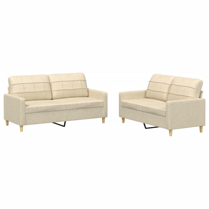 Set de canapele cu perne, 2 piese, crem, textil - WALTI WALTI