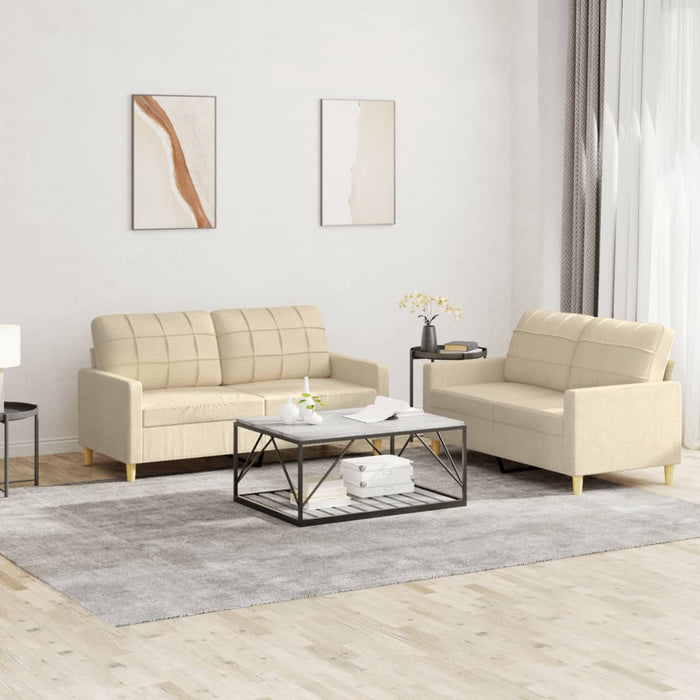 Set de canapele cu perne, 2 piese, crem, textil - WALTI WALTI