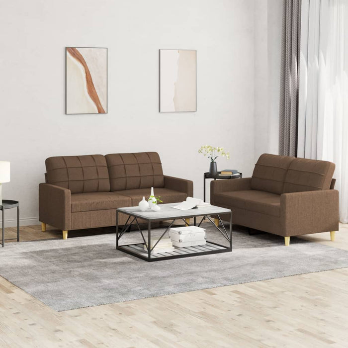 Set de canapele cu perne, 2 piese, maro, textil - WALTI WALTI