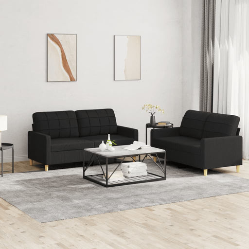 Set de canapele cu perne, 2 piese, negru, textil - WALTI WALTI