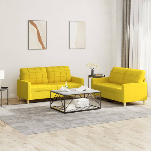 Set de canapele cu perne, 2 piese, galben deschis, textil - WALTI WALTI