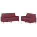 Set canapea cu perne, 2 piese, roșu vin, material textil - WALTI WALTI