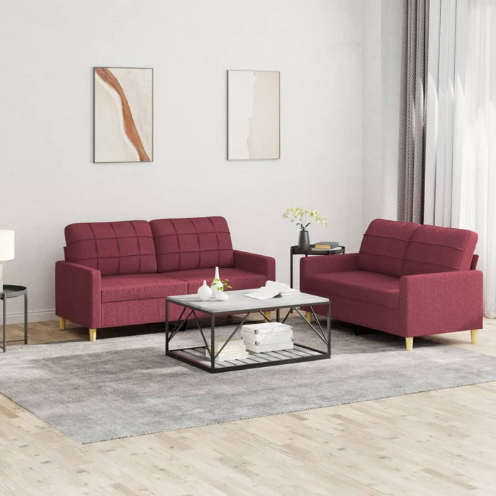 Set canapea cu perne, 2 piese, roșu vin, material textil - WALTI WALTI
