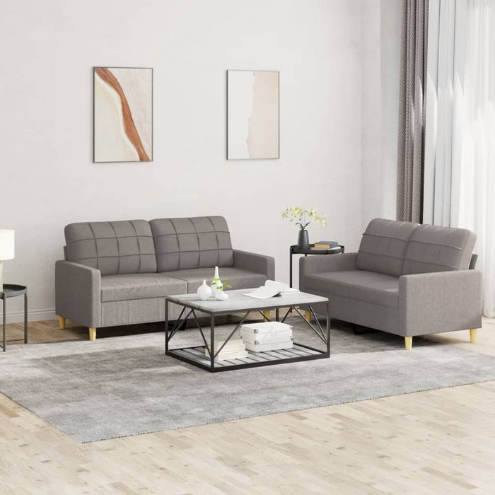 Set de canapea cu perne, 2 piese, gri taupe, material textil - WALTI WALTI